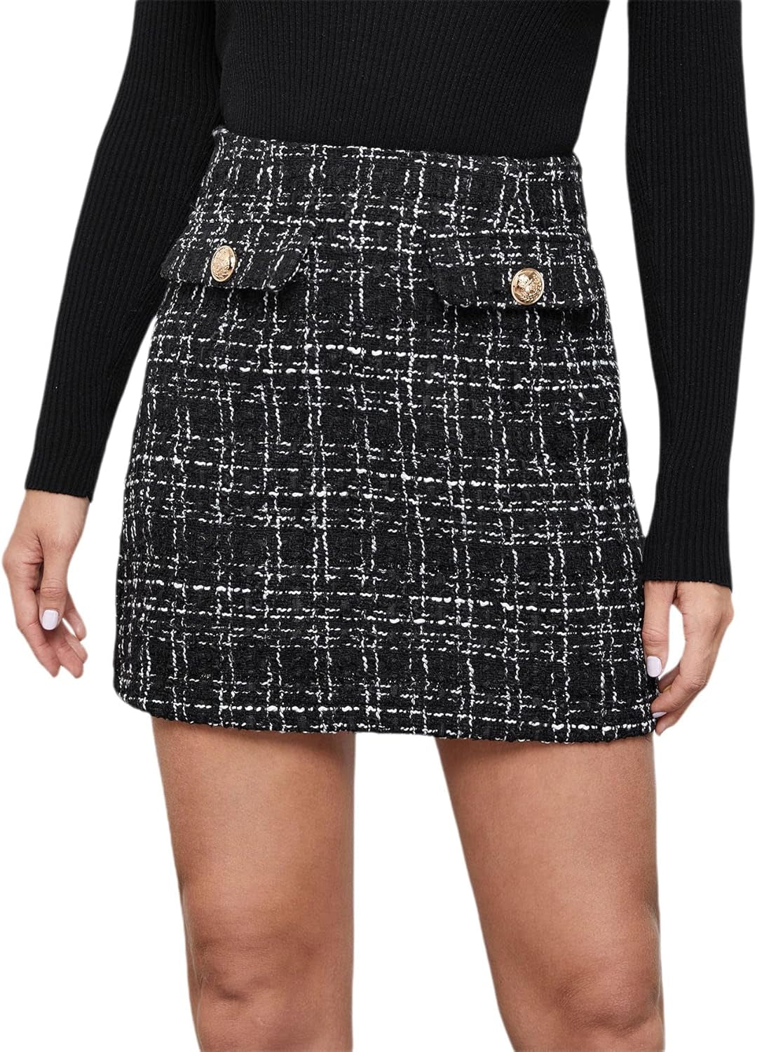 Women'S Mid Waist above Knee Casual Plaid Mini Skirt