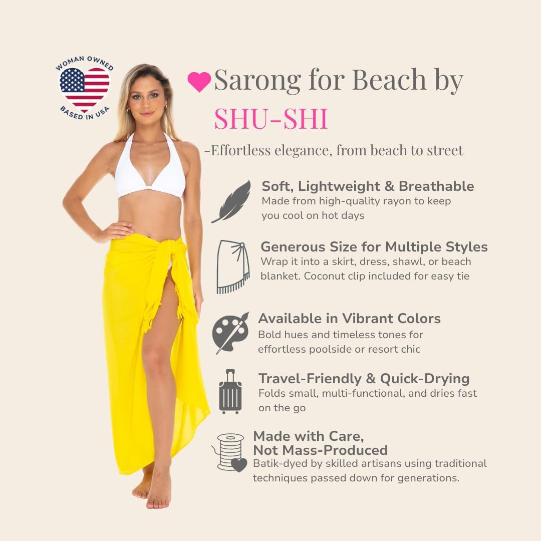 Womens Beach Cover up Sarong Swimsuit Cover-Up Many Solids Colors