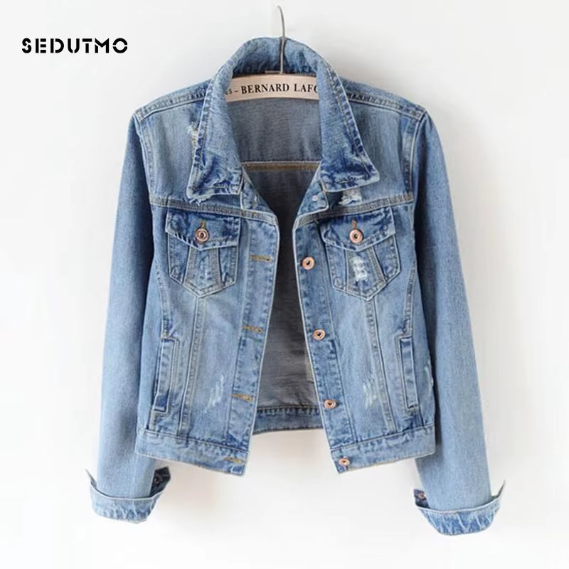 Autumn Denim Jacket Women Boyfriend Jean Coat Streetwear Harajuku Vintage Spring Basic Outerwear ED198