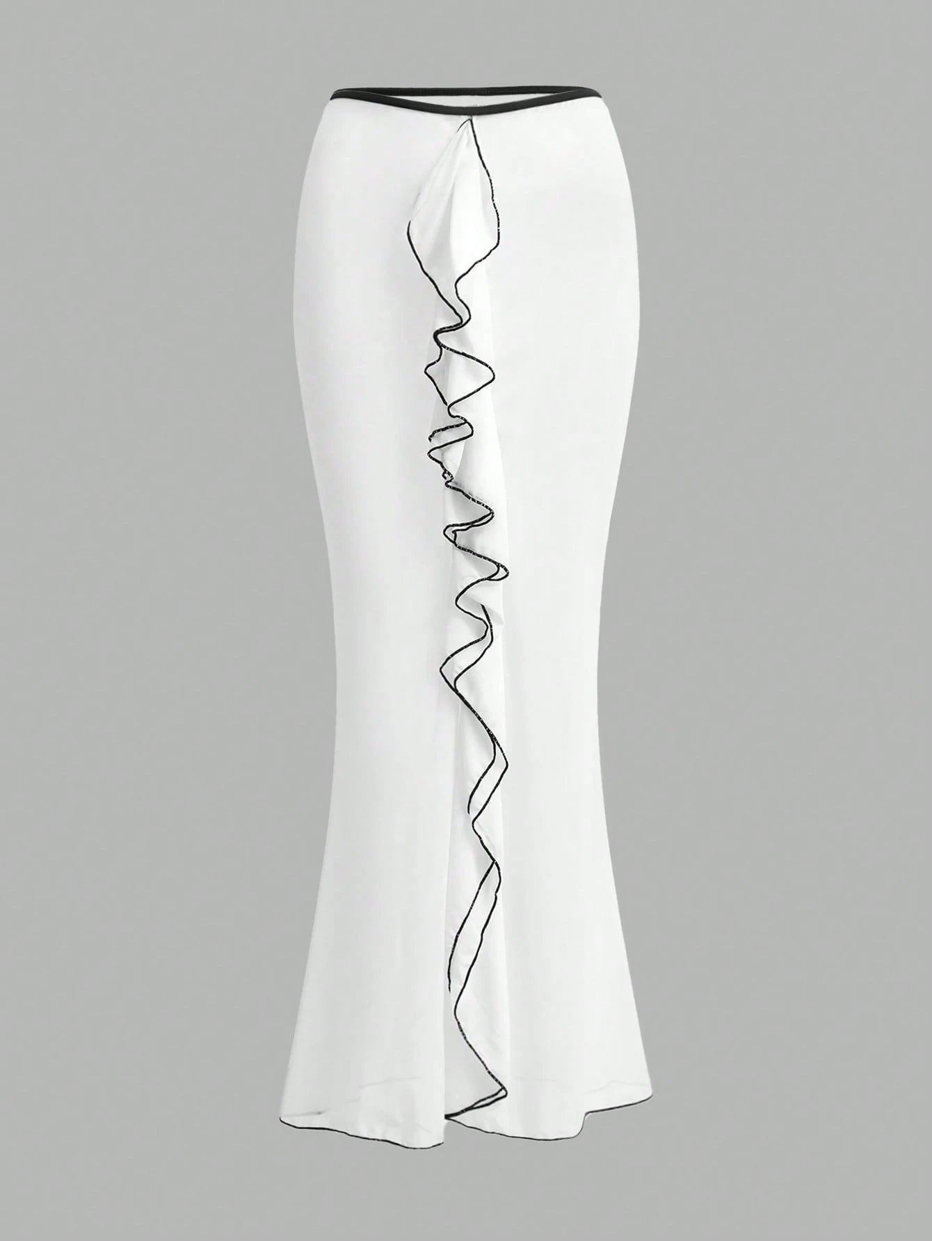 Elenzga 3Pcs/Set Black & White Contrast Bikini Swimsuit Set with Ruffled Skirt, Elegant & Sexy Casual Swimwear for Spring/Summer Beach Party