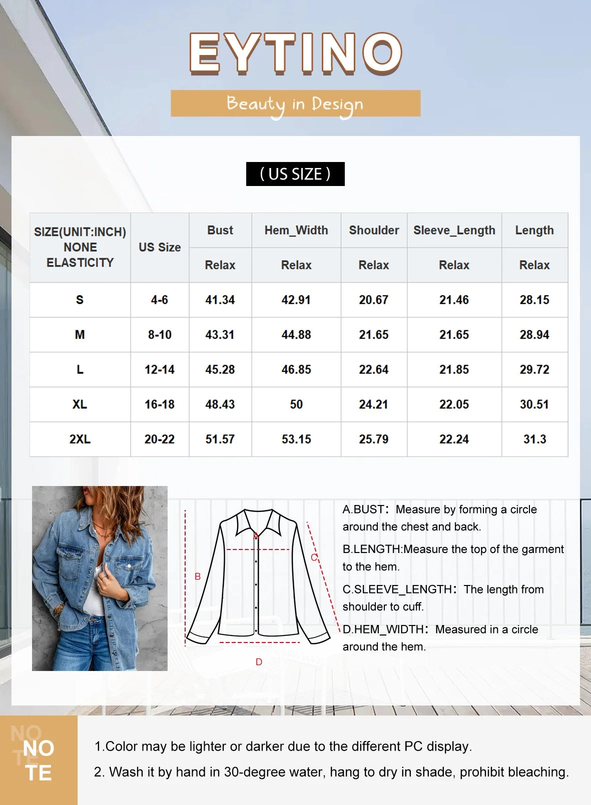 plus Size Denim Jackets for Women Long Sleeve Oversized Loose Jean Coat Sky Blue XL Female
